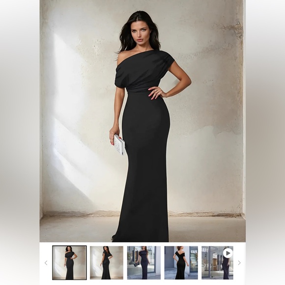 Elegant Black One-Shoulder Gown - Picture 1 of 3